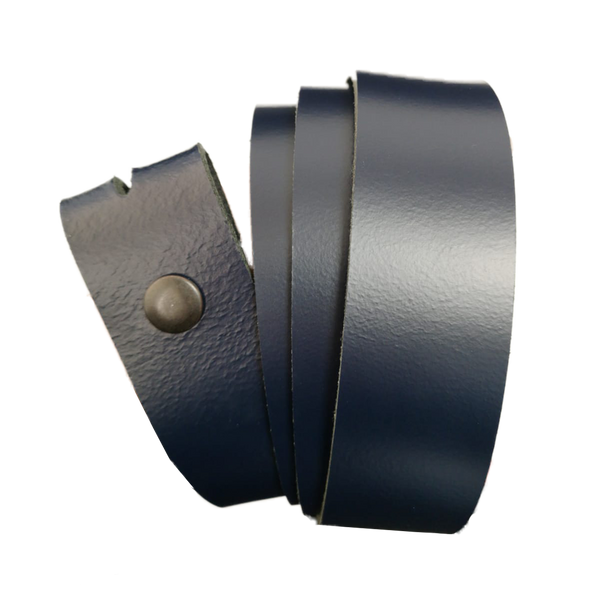 Navy Blue Leather Press Stud Strap - Worldbelts Ltd