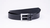 Black Leather Suit Belt - Square Satin Buckle - Worldbelts Ltd