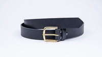 Black Leather Suit Belt - Square Brass Buckle - Worldbelts Ltd