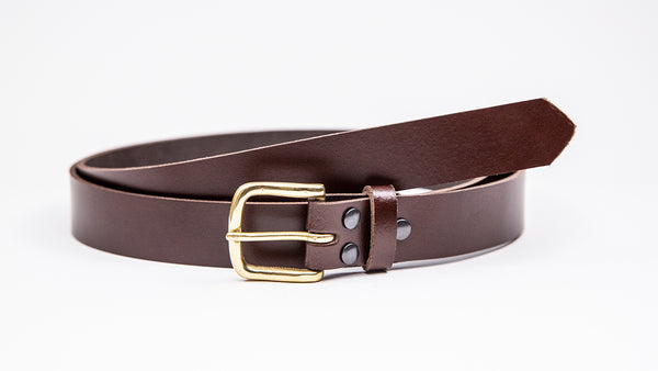 Dark Brown Leather Suit Belt - Square Brass Buckle - Worldbelts Ltd