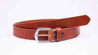 Tan Leather Suit Belt - Round Satin Buckle - Worldbelts Ltd