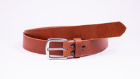 Tan Leather Suit Belt - Round/Square Satin Buckle - Worldbelts Ltd
