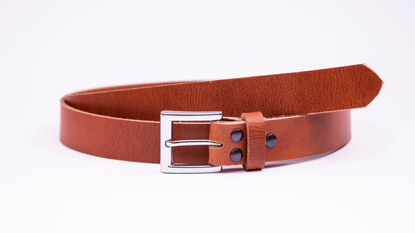 Tan Leather Suit Belt - Square Satin Buckle - Worldbelts Ltd
