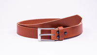 Tan Leather Suit Belt - Rectangular Satin Buckle - Worldbelts Ltd