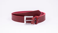 Red Leather Suit Belt - Square Satin Buckle - Worldbelts Ltd