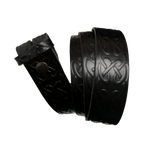 Black Celtic Pattern Leather Press Stud Strap - Worldbelts Ltd