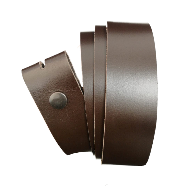 Dark Brown Leather Press Stud Strap - Worldbelts Ltd