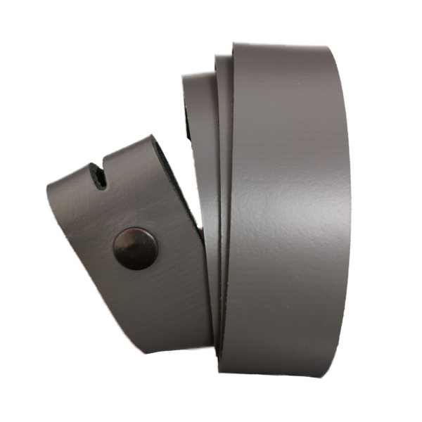 Grey Leather Press Stud Strap - Worldbelts Ltd