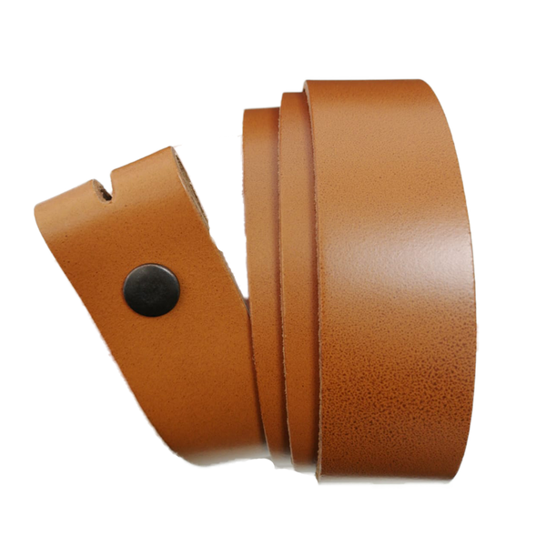 Light Brown Leather Press Stud Strap - Worldbelts Ltd