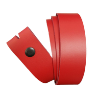 Red Leather Press Stud Strap - Worldbelts Ltd