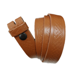 Light Brown Basket Weave Pattern Leather Press Stud Strap - Worldbelts Ltd
